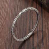 Punk Retro Silver Color Mystery Totem Open Bracelet Men 39;s Glamour Trend Casual Party Locomotive Jewelry