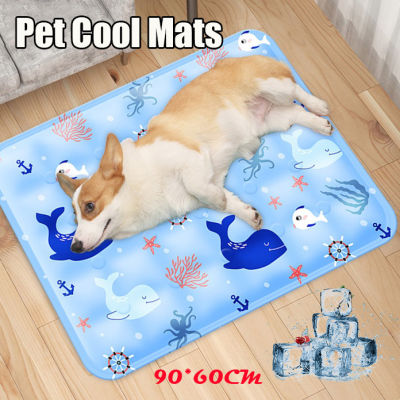 Onesunnys 🌴เสื่อน้ําแข็งสําหรับสัตว์เลี้ยง เสื่อนอน เตียงแมวและสุนัข เย็นสบาย 90*60CM แผ่นเจลทำความเย็นสำหรับสัตว์เลี้ยง เสื่อสัตว์เลี้ยงฤดูร้อน Pet Cool Mats