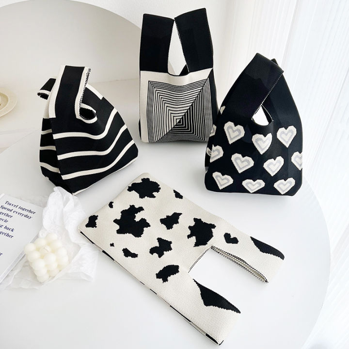contrast-color-handbag-checkerboard-handbag-high-capacity-vest-bag-carapace-bag-checkerboard-knit-bag
