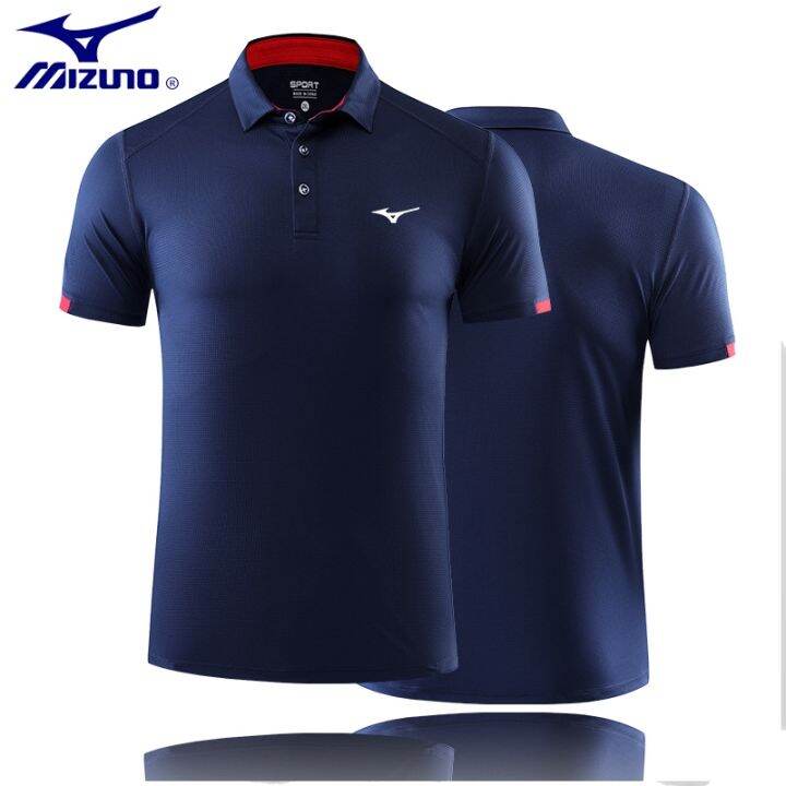 mizuno-เสื้อโปโลเคลื่อนไหวแขนสั้นเสื้อยืดผู้ชายหลวมกอล์ฟแห้งเร็วในช่วงฤดูร้อนของการฝึกอบรมเทนนิสระบายอากาศหญิง