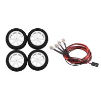 1 Set 3Mm Model Car Headlights 2 LED Lights &amp; 1 Set 110 RC Truck Rubber Tire Wheel Tyre Alloy Wheel Rims