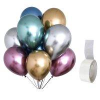 50Pcs Metallic Colored Chrome Balloons with 100Pc Dot Glue 12 Inch Pastel Birthday Party Wedding Decor Balloon-Assorted