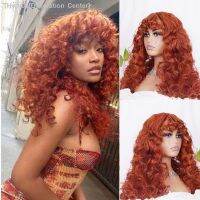 Short Curly Wigs with Bangs Copper Red Loose Wave Synthetic Wigs for Women Natural Hair Cosplay Heat Resistant Fiber [ Hot sell ] Decoration Center