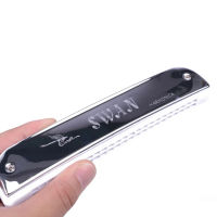 Harmonica 24หลุม C รูปเรือทองแดงที่นั่งผู้ใหญ่นักเรียน Polyphonic Tremolo Harmonica Woodwind เครื่องมือ FL09