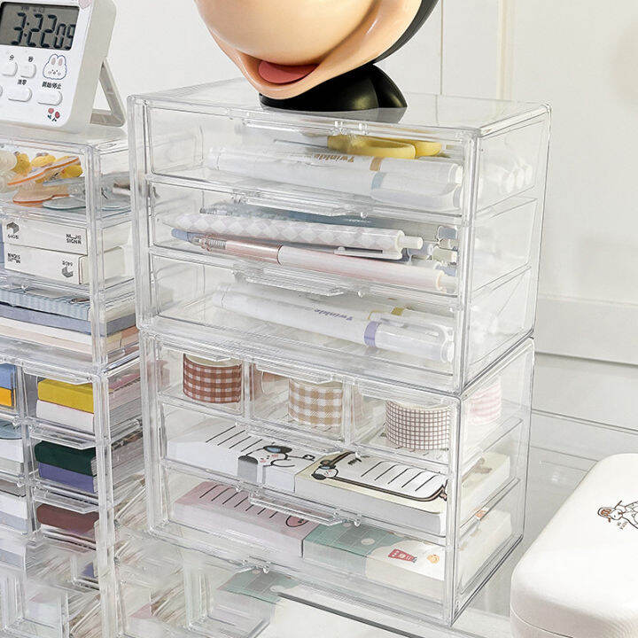 Compact Desktop Drawer Unit Clear Plastic Storage Drawers Storage Box