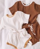 Baby Clothes Set 2Pcs Solid Short Sleeve Top Shorts Suit Girl Boy Outfits Baby Summer Clothing Toddler Cotton Outfit 0-3Y  by Hs2023