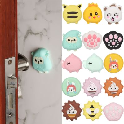 Cartoon Door Stopper Silicone Self Adhesive Anti Collision Pads Wall Protector Handle Bumpers Buffer Guard Stoppers Crash Pad Decorative Door Stops