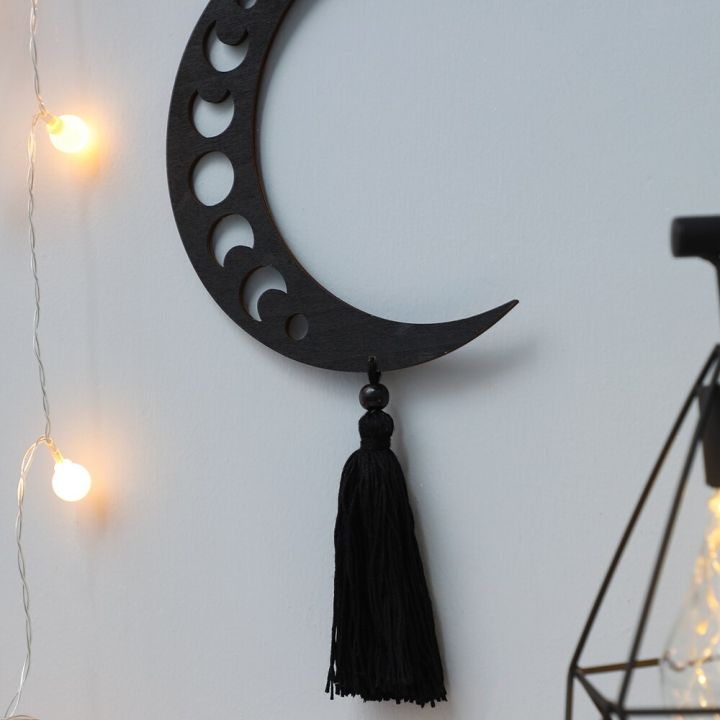 แขวนผนังพระจันทร์สีดำสำหรับตกแต่งห้องโบโฮไม้กลวงดวงจันทร์-con-nappa-เครื่องประดับศิลปะบนผนัง-soggiorno-กล้อง-dda-letto-decorazione-a-casa
