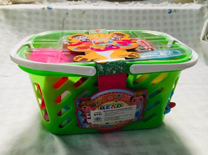 ของเล่นชุดตะกร้าครัว-พร้อมเค้ก-baby-toys-kitchen-basket-set-ตะกร้าสีเขียว