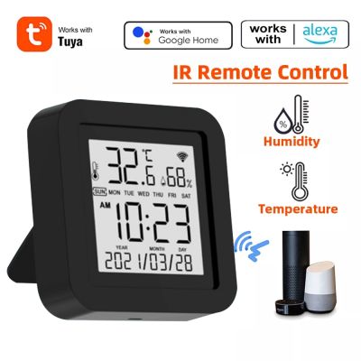Tuya WIFI Temperature Humidity Sensor &amp; IR Remote Control Smart Home LCD Detector Thermometer For TV Switch Alexa Google Home Camera Remote Controls
