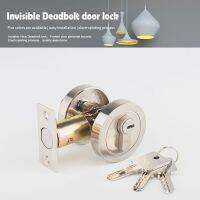 【CW】 ZFOND Entry Door Knob and Cylinder Deadbolt Set Tube Wells Atresia Backdrop Invisible Locks With Keys Round Thin