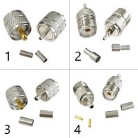 [HOT JJRQQZLXDEE 574] 1-4PC UHF ชายหญิงปลั๊กแจ็ค PL259 SO239 RF Coax Connector Crimp RG316 RG174 RG58 RG142ทองแดง Nickelplated พร้อมวาด