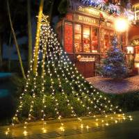 LED Five-Pointed Star Waterfall Light Christmas Meteor Lights Waterproof Fairy Lamp Outdoor Courtyard Remote Control Solar Light