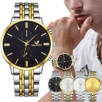 Orlando® Branded Chronograph Look with Black Dial, Black & Gold Plated  Metal Belt Watches for Men - W1215BBXN0319 : Amazon.in: Fashion