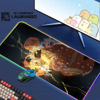 ไฟ LED แผ่นรองเมาส์เล่นเกมปีศาจฆ่าอะนิเมะ RGB M Ousepad Gamer Cabine Xxl โต๊ะพรมขนาดใหญ่ขยายอุปกรณ์พีซีเสื่อเมาส์