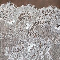 ；‘。、’ (3 Meters/Lot) 60Cm Floral Embroidered White Eyelash Lace Rion Clothing Accessories Lace Material Handmade DIY Craft Fabric