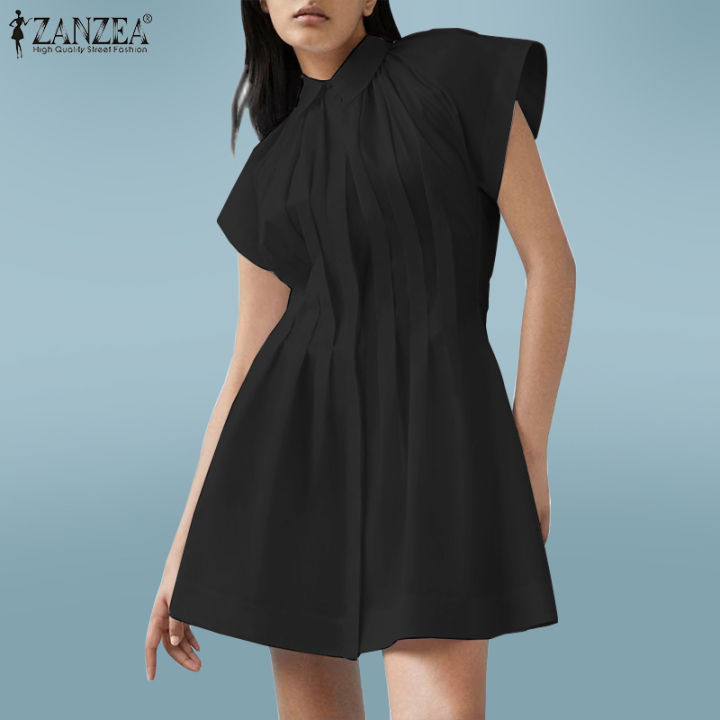สินค้ามาใหม่-จัดส่งฟรี-fancystyle-zanzea-เสื้อผู้หญิงอเนกประสงค์คอปกพับลง-ชุดเดรสแฟชั่นอัดพลีทชุดเดรสเข้ารูป-15
