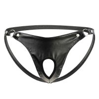 [Best A]✩✫✬ Men Sexy Underwear Artificial Leather Metal Ring Thong Jock Strap Underpants Low Rise Gay Panties Jock Strap Erotic Panties ✬✫✩