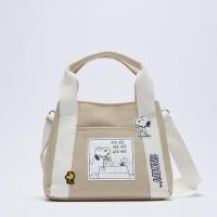 ?✴ Cartoon handbag 2022 new rice white female package snoopy canvas handbag anime single shoulder bag