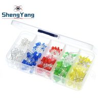 TZT 200PC/Lot 3MM 5MM Led Kit With Box Mixed Color Red Green Yellow Blue White Light Emitting Diode Assortment 20PCS Each New Electrical Circuitry Par