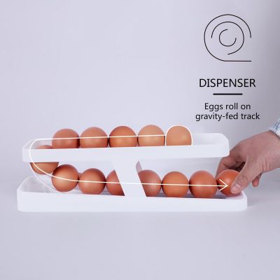 Automatic Rolling Egg Rack Holder Storage Box Egg Basket Container Organizer Rolldown Refrigerator Egg Dispenser For Kitchen