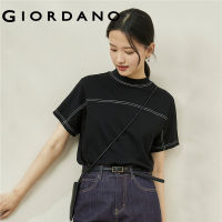 HOT ”GIORDANO ผู้หญิงเสื้อยืด Bright Line Kimono แขนแฟชั่น Tee ผ้าฝ้าย100 Mockneck หลวมฤดูร้อนสบายๆเสื้อ18323602