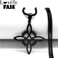 Witchcraft Stainless Steel Necklace Witchs Irish Knot Pendant Men Black Necklaces Jewelry miraculous collar nudo de la bruja