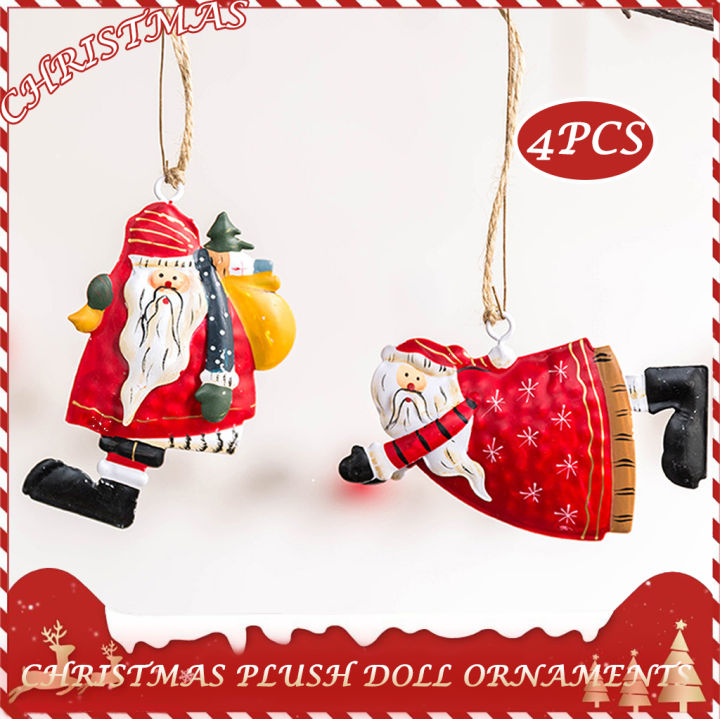 4pcs Christmas-themed Miniature Ornaments, Cute Decorative Display,  Multicolor