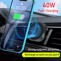 40W Magnetic Wireless Car Charger Fast Car Charging Station สำหรับ Macsafe 14 13 12 Pro Max Mini Phone Wireless Chargers