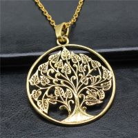 Fashion Vintage 2 Colors 62x81mm Life Tree Pendant Necklace For Women Men Long Chain Necklace Jewelry Accessories