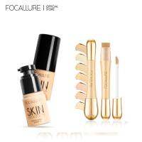 FOCALLURE 2ชิ้น/เซ็ตคอนซีลเลอร์แบบน้ำเนื้อด้านกันน้ำมูลนิธิยั่งยืนยาวผลิตภัณฑ์เตรียมผิวก่อนลงรองพื้นเครื่องสำอางสำหรับผู้หญิง Gratis Ongkir