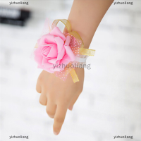 yizhuoliang ใหม่เจ้าสาวข้อมือ Corsage งานแต่งงานงานแต่งงานกุหลาบสร้อยข้อมือผ้าไหมดอกไม้ริบบิ้น