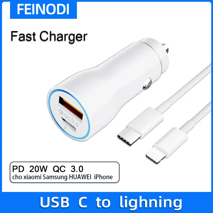 FEINODI Car Charger Type C PD 20W Quick Car Charger QC 3.0 PD dual port ...