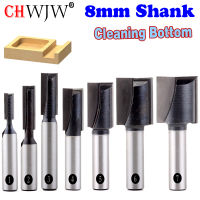 1PC 8mm Shank การทําความสะอาดด้านล่างคุณภาพสูงแบบตรง / Dado Router Bit Set 5,6,8,10,12,16,18mm เครื่องมือตัดไม้เส้นผ่านศูนย์กลาง－Chwjw