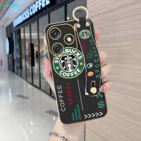 สำหรับ Tecno Spark 10C 10 (พร้อมสายรัดข้อมือ) เคสนิ่มลายการ์ตูนขอบสี่เหลี่ยม (Starbucks สัตว์ประหลาดตัวน้อย Hello Kitty) เคสเคสโทรศัพท์ชุบเคสโทรศัพท์นิ่มสุดหรู