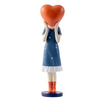 Modern Sculpture Balloon Girl Figurines Sweet Girls Character Model Art Resin Girl Statue Home Interior Decor Crafts