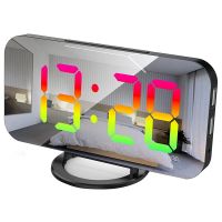 RGB Digital Alarm Clock for Bedroom, 6.5 Inch HD &amp; Mirror Display with 4 RGB Changing Color and 7 Regular Color Digits