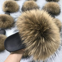 Fluffy Real Fur Slippers Women Summer Indoor Flip Flops Fur Sandals Slides Ladies Home Furry Plush Shoes Woman Fur Slides