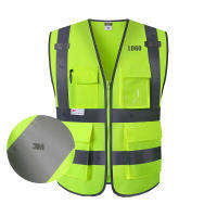 3M เสื้อกั๊กสะท้อนแสงมองเห็นสูงแจ็คเก็ตกระเป๋าซิป Workwear เพื่อความปลอดภัย Moctor Clothing