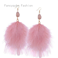 Fancyqube โบฮีเมียนซูเปอร์นางฟ้าขนนกต่างหูยาวพู่ห้อยวางต่างหูเครื่องประดับสำหรับผู้หญิงเครื่องประดับจัดงานแต่งงาน