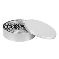 Stainless Steel Fluted Edge Round Cookie Biscuit Cutter Set 12 Pieces Graduated Ring Sizes