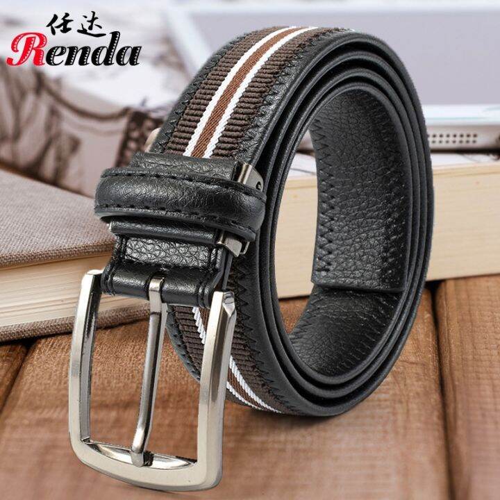 big-road-retro-classic-stripes-between-pin-buckle-elastic-waistband-leisure-han-edition-men-without-hole-belt