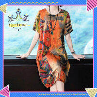 【จัดส่งที่รวดเร็ว✨】Woman Dress Short-sleeved Loose Pringting Summer Dress