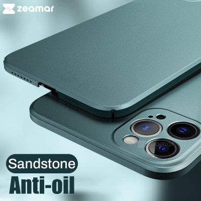 [สินค้าใหม่ในสต็อก] เคลือบหินทรายกรณีพลาสติกสำหรับ iPhone 14 13 11 Pro 12 Mini SE 2 7 8พลัส X XR XS Max บางเลนส์ป้องกันขัดปกแข็ง
