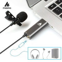 MAONO USB Lavalier Microphone Clip on Condenser Microphone Lapel Mic HandsFree Shirt Collar Microphone for Youtub Live Broadcast