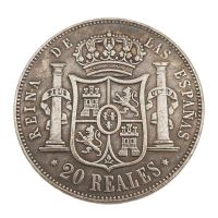 【YD】 Collection 20 Reales Reina De Las Espanas Decoration Souvenir Desktop Ornament 1859 Brazil Commemorative Coin