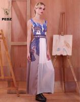 PEDZ Blue Psisley Lace with Birds Maxi Dress ชุดเดรสยาวพิมพ์ลายลูกไม้ลายน้ำสีน้ำเงินและนก