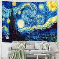 Tapestry Famous Van Gogh Print Blanket Wall Hanging Star Moon Night  Tapestry Decorative Blanket Fabric Bedroom 200x150cm Large Tapestries Hangings