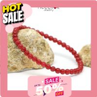 สร้อยข้อมือหินมงคล   กำไลกวักทรัพย์ หินทับทิม หินราชินี สีแดง Ruby 4 มิล เป็นตัวแทนแห่งความรักบริสุทธิ์ หินมงคล กำไลหิน หินสีแดง By.Meechok สร้อยข้อมือตามวันเกิด