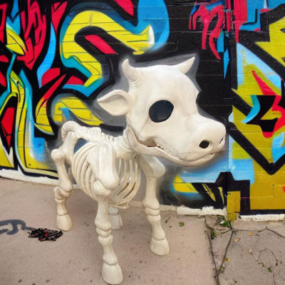 Cow Skull Shape Outdoor Sculpture Household Craft Home Ornament Perfect for Halloween Trick-or-treat